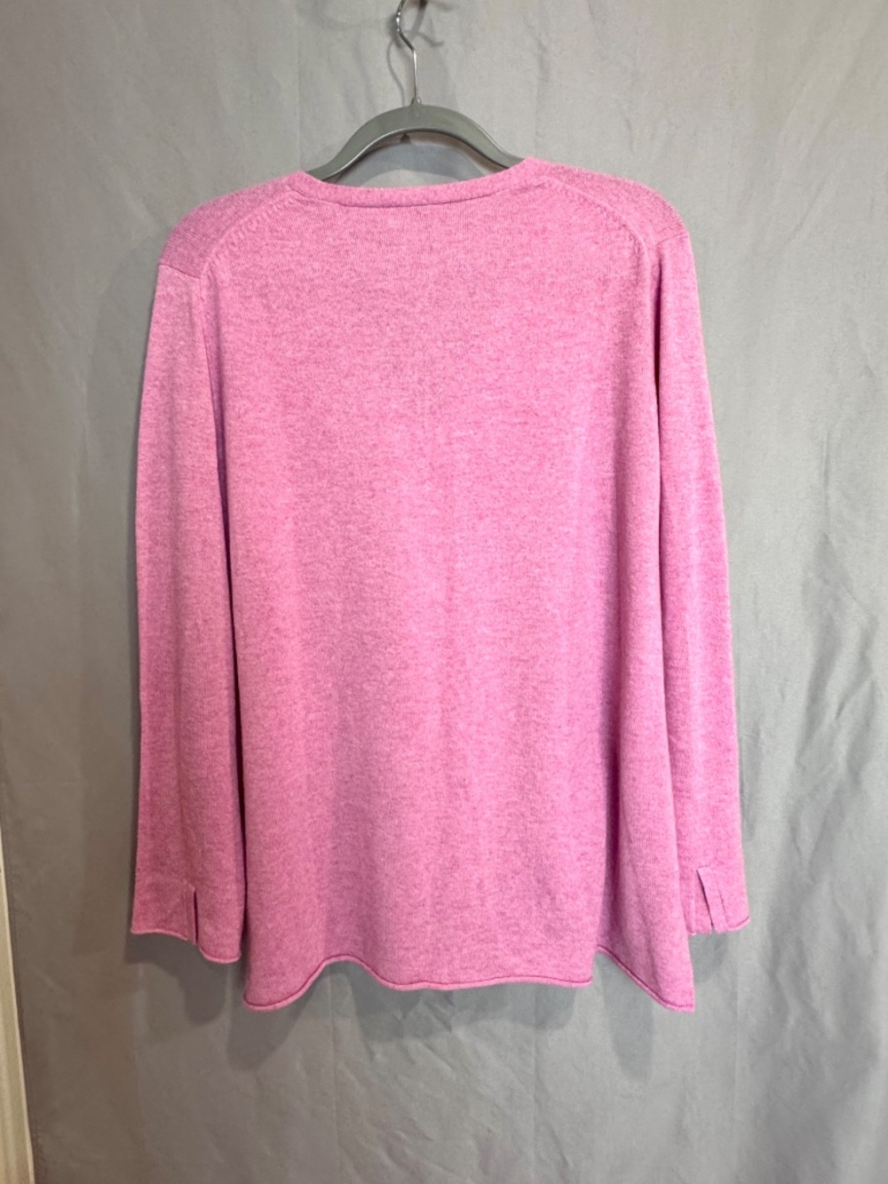 J. JILL 100% Cashmere Heathered Orchid Pink V-Neck Tunic Sweater Size Medium - Picture 8 of 8